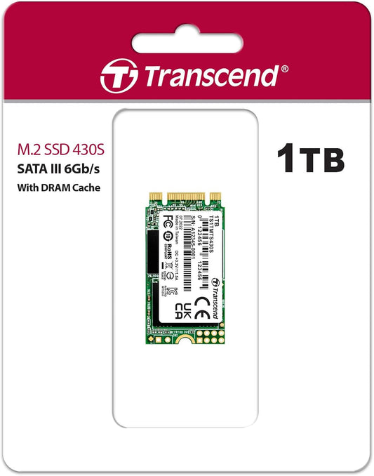 Transcend 1TB M.2 2242 SATA III SSD with Dram Cache, Up to 560MB/s, Compatible w/Ultrabook, Laptop, PC, Desktop, 3D TLC NAND Flash Internal Solid State Drive, LDPC Error Correction, SLC Cache, B+M Key