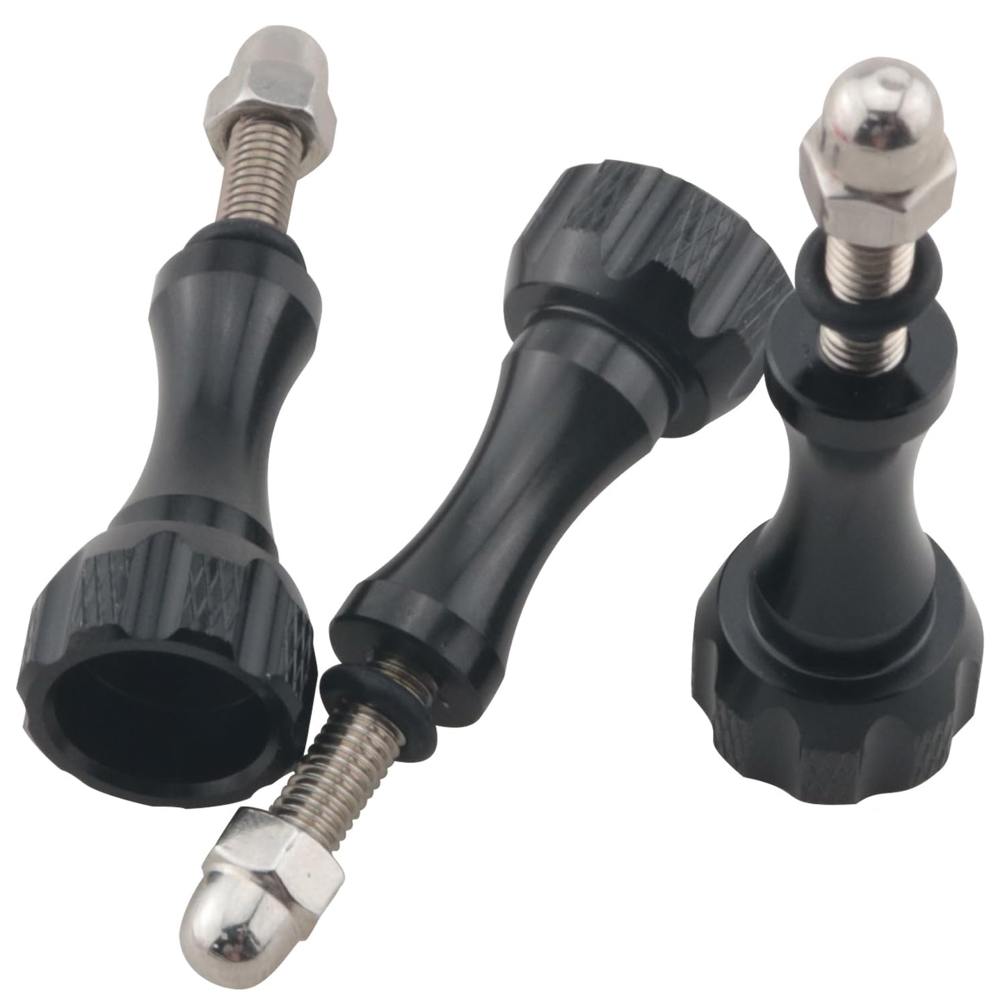 3PCS Black Aluminium Alloy Hand Tightened Screws Length 19.6mm Universal Action Camera Accessories Adapter Screw for Connecting Tripods Selfie Sticks Fill Light