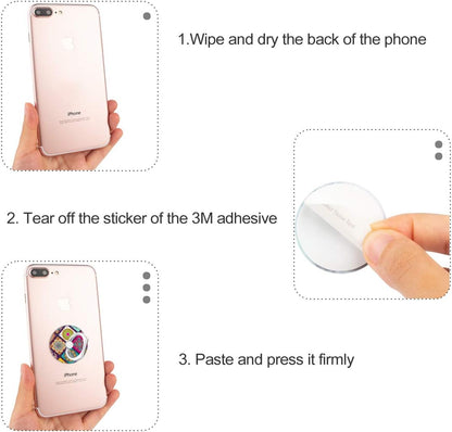 Bonoma Cell Phone Ring Holder Stand, 3 Pack Colorful Mandala 360 Rotation Universal Smartphone Ring Grip Stand Compatible with Smartphones and Tablets