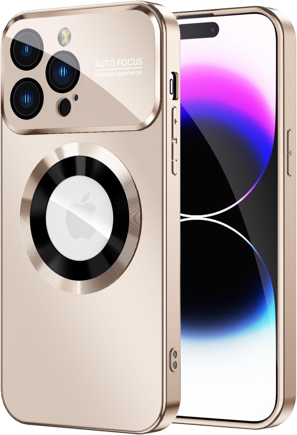 Magnetic for iPhone 14 Pro Max Case, Compatible with MagSafe, Built-in Camera Lens Protector, Logo View, Military Grade Drop Proof Phone Case Cover, Desert Titanium