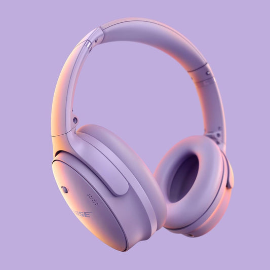 Bose QuietComfort Bluetooth Headphones, Wireless Headphones with Active Over Ear Noise Cancelling and Mic, Deep Bass, Up to 24 Hours of Playtime, Chilled Lilac - Limited Edition Color