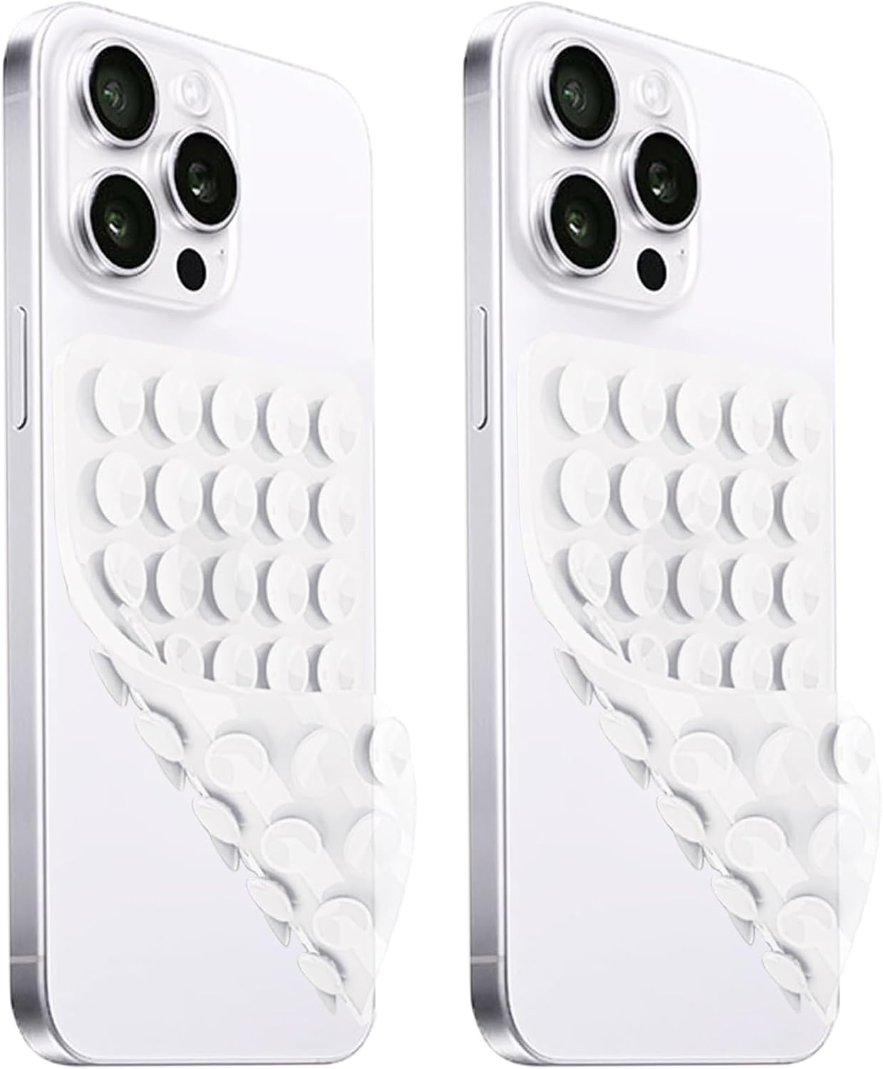 2 Pack Silicone Suction Cup Phone Case Mount Double Sided, Hands-Free Strong Grip Silicon Phone Holder, Non Slip Phone Accessories for Selfies and Videos (Translucent)