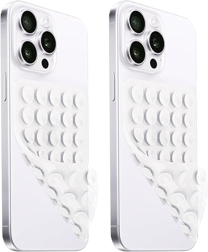 2 Pack Silicone Suction Cup Phone Case Mount Double Sided, Hands-Free Strong Grip Silicon Phone Holder, Non Slip Phone Accessories for Selfies and Videos (Translucent)