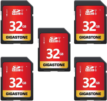 GIGASTONE 32GB SD Card 5-Pack UHS-I U1 Class 10 SDHC Memory Card High-Speed Full HD Video Compatible with Canon Digital Camera, SPYPOINT TACTACAM WOSPORTS Trail Camera, with 5 Mini Cases