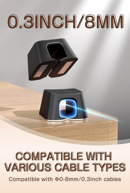 Maveek Magnetic Cord Clips, Cable Holder Magnet Silicone Cord Organizer Keyboard Keys Square Cable Management for Charging USB C Ethernet HDMI Home Office Car TV Cables (5 Pack, Black)