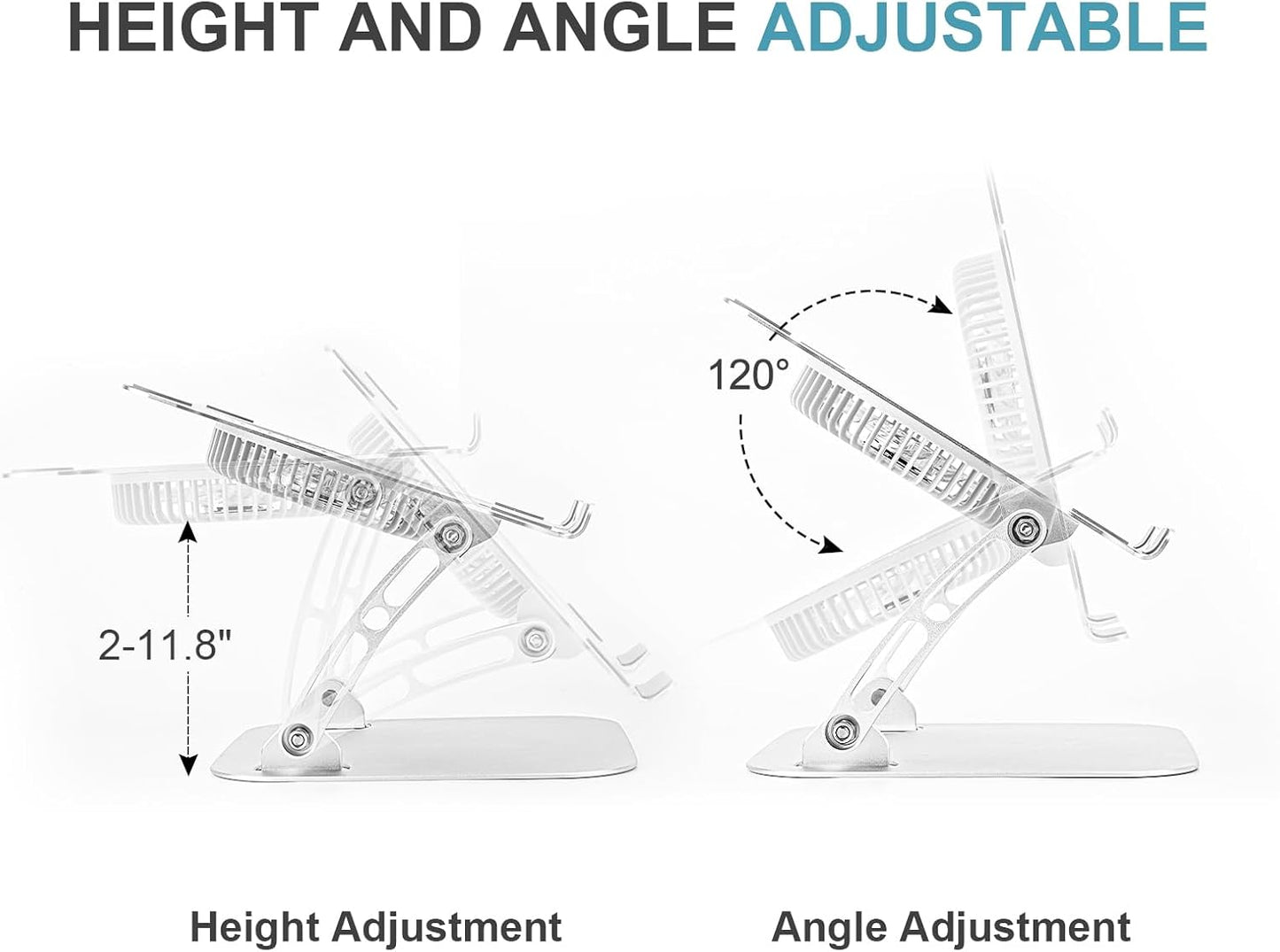 SHUWEI Laptop Cooling Stand with 3 Speed Fan, Adjustable Height & Angle, Carbon Steel Framework, Ultra-Quiet & Super Sturdy for up to 16”Laptop - Black