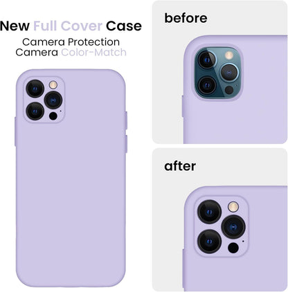 FireNova Designed for iPhone 13 Pro Max Case, Silicone [Camera Protection] Phone Case with [2 Screen Protectors], Soft Anti-Scratch Microfiber Lining Inside, 6.7 inch, Clove Purple