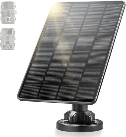 Solar Panel for Trail Camera,6W Solar Kit Build-in 5000mAh Rechargeable Battery, Hunting Accessories for IP66 Waterproof, 5W Solar Power for Trail Camera