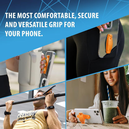 360 Rotating Phone Grip - Phone Holder for Hand - Phone Grips for Back of Phone & Pop Cell Phone Accessories for iPhone, Smartphones & Kindle Tablets (Orange)