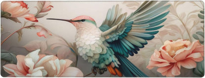 Gaming Mouse Pad, Large Non-Slip Rubber Base Mousepad, Keyboard Mouse Mat, Desk Pad with Stitched Edges, 31.5x11.8inch, Art Bird Flower