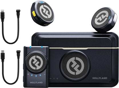 Hollyland Lark M2 Wireless Lavalier Microphone for Camera PC Laptop Phones, Mini Lapel Microphone Wireless, 48KHz 24Bit, 1000ft Range, Noise Cancellation, 30H Battery for Video Recording, Streaming