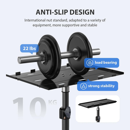 Projector Stand Tripod, Laptop Tripod Stand, Foldable Portable Projector Floor Mount, Height Adjustable from 17.7" to 45.2", with Folding Plate, Capacity 22lb, for Outdoor Movies, Home, Office