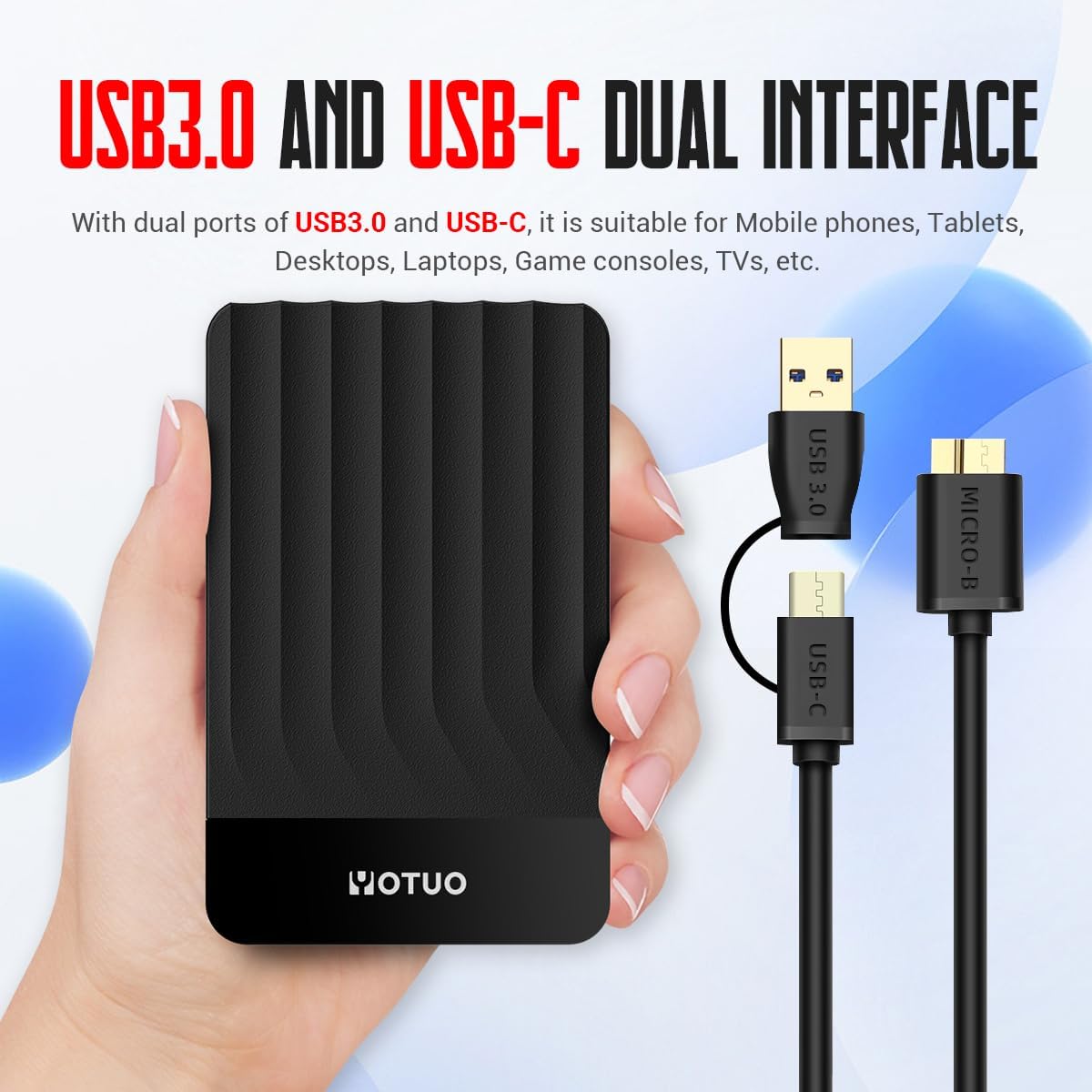 Portable External Hard Drive Storage Expansion Mobile HDD USB 3.0 for PC, Mac, Desktop, Laptop, PS4, PS5, Xbox One X/S, Xbox 360, Xbox Series X/S, Office & Game (Black, 750GB)