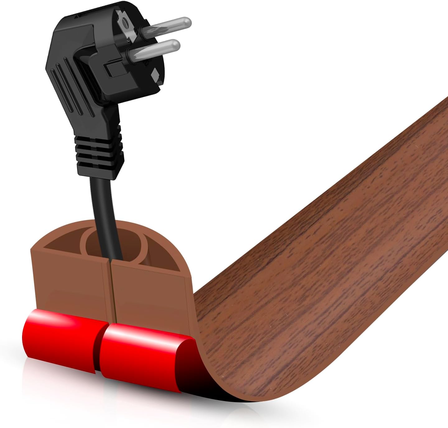 Floor Cord Cover Self Adhesive Cord Hider,3.3FT Cable Management, Extension Strip Protector for Wires, Prevent Cable Trips for Offices, Gyms, Exhibitions Cavity:0.39"(W) x0.27(H) Wood Red Teak