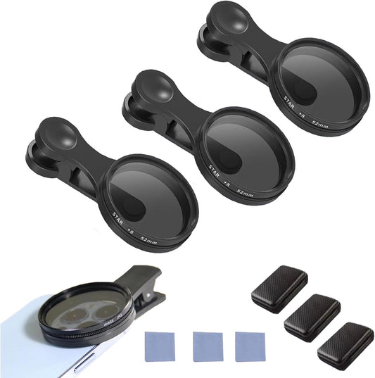 Sightfelt 52mm Clip-0n CPL Phone CameraLens Filter Kit, Circular PolarizerPolarizing Filter Compatible with Mostcell Phones, 2025 New Polarizerpolarizing Filter with Cleaning Cloth and Case Box(3pcs