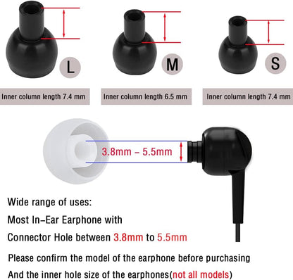 Silicone Ear Tips Replacement Earbud Tips for In-Ear Headphones (Inner Hole 3.8mm-5.5mm) 18 Pairs S M L