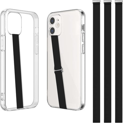 TEAMOLA 3pcs Silicone Phone Grip Holder Strap for iPhone 15/15 Pro/16/16 Pro & Samsung Galaxy S24/S23 - Anti-Slip Finger Loop for Case, Universal Phone Loops for Back of Cell Phones（230, 3 Black）