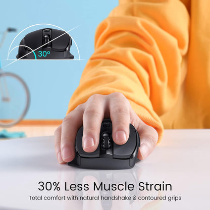 Wireless Mouse, D-09 Computer Mouse USB Cordless Mice for Laptop, Ergo Grips, Lightspeed 5-Level 2400 DPI, 16 Months Battery, Portable for PC Mac Chromebook (Black)