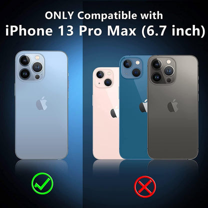 SPIDERCASE for iPhone 13 Pro Max Case, [Crystal Clear Not Yellowing], Slim Thin Phone Case Cell Phone Case & Cover Bundles, Blue/Clear