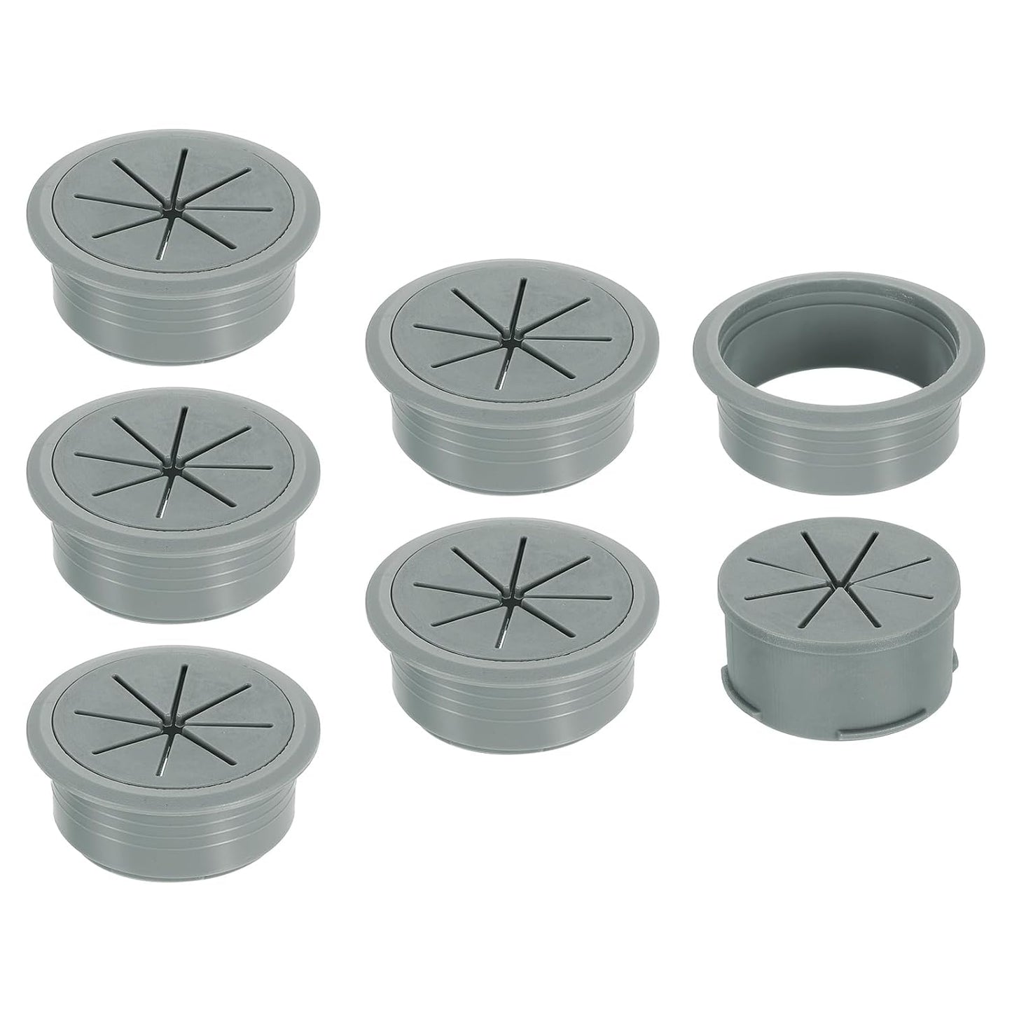 uxcell 6 Pcs Desk Grommet, Fit 53mm/2.09" Plastic Cable Hole Cover Bulk Top Hat Grommet Desk Hole Cover for Cables Home Office, Dark Gray