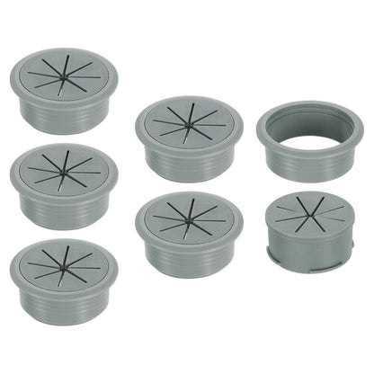 uxcell 6 Pcs Desk Grommet, Fit 53mm/2.09" Plastic Cable Hole Cover Bulk Top Hat Grommet Desk Hole Cover for Cables Home Office, Dark Gray