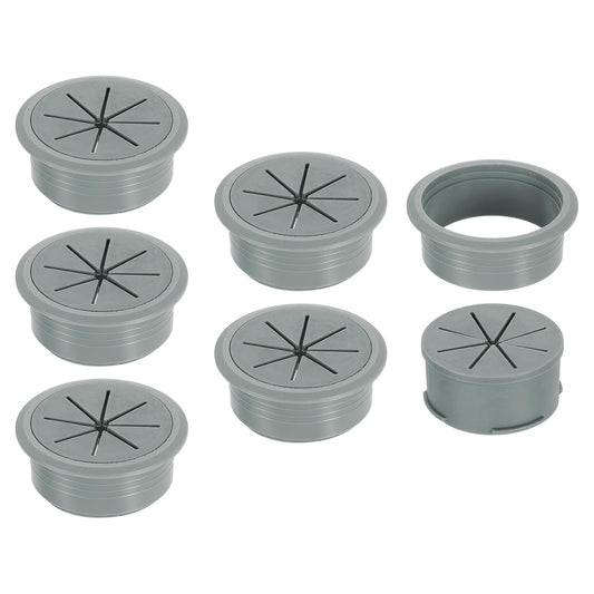 uxcell 6 Pcs Desk Grommet, Fit 53mm/2.09" Plastic Cable Hole Cover Bulk Top Hat Grommet Desk Hole Cover for Cables Home Office, Dark Gray