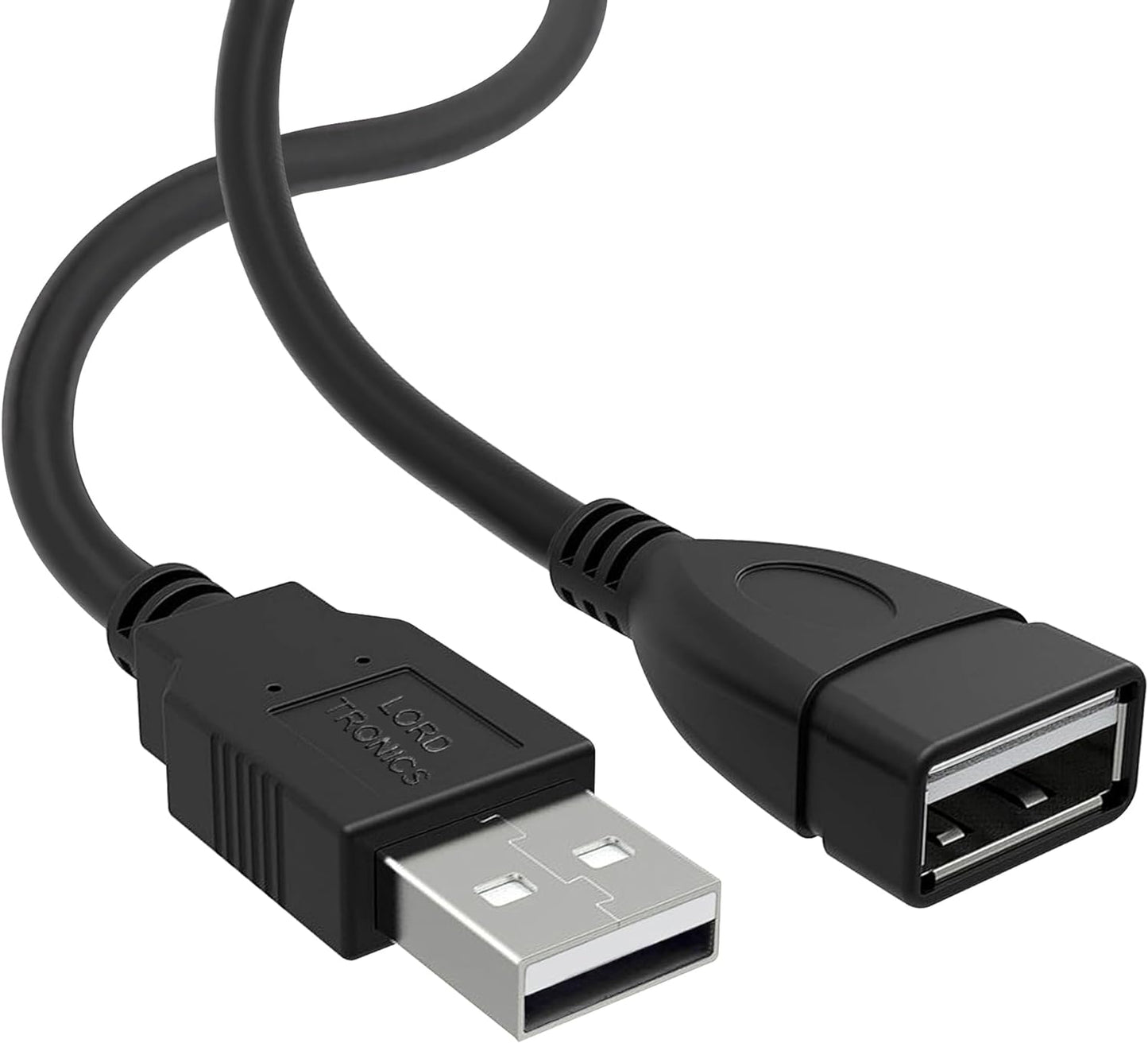 Long USB Extension Cable 10FT - Male to Female Data Transfer Adapter and Charging for Laptop, PlayStation, Xbox, Flash Drive - Black