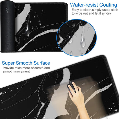 Large Mouse Pad, 31.5x15.7 inch Large Extended Computer Keyboard Mouse Mat, Water Resist Non-Slip Mousepad Rubber Base Long XXL Desk Mouse Pad for Work & Gaming, Office & Home, Black White