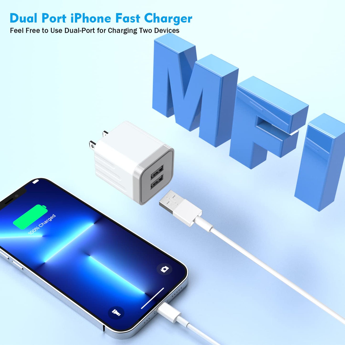 10FT iPhone 16 15 Charger,2Pack Dual Port 20W Fast Charging Block iPad Charger Plug Power Adapter 10Foot USB to USB C Cable Cord for iPhone 16/16 Pro Max/16 Plus/15/15 Plus/15 Pro/iPad Mini6/iPad Air5