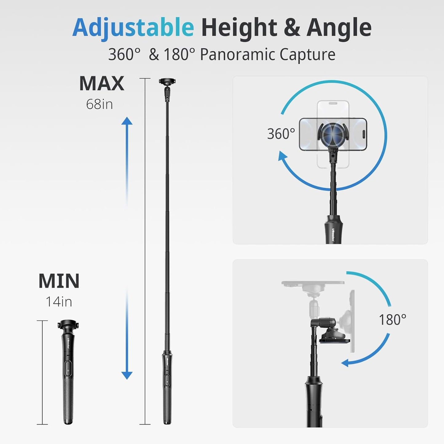 UBeesize 68'' Magnetic Selfie Stick Phone Tripod With Wireless Remote, Extendable Stand, Compatible With MagSafe, for iPhone 15 14 13 12 Series and Android Phones