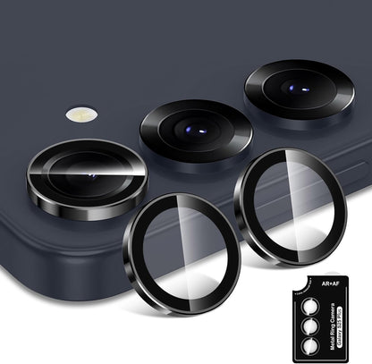 for Samsung Galaxy S25 Plus Camera Lens Protector, Individual Metal Ring Tempered Glass Lens Cover, [Strong Adsorption] Scratch Resistant Ultra-Thin HD Clear Lens Cover, 1 Set-Black Ring
