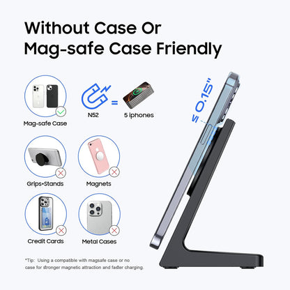 PUY for MagSafe Charger Stand,20W Fast Magnetic Wireless Charging Station with 25W PD Adapter，Stickable Desk Wireless Charger for iPhone 16/15/14/13/12 Pro/Pro Max Series