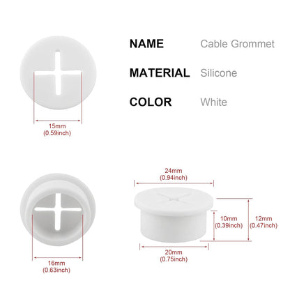 Desk Grommet,3/4 Inch Flexible Rubber Grommets, Silicone Cable Cord Grommet Wire Hole Cover for Desk, Table and Other Furnitures(12Pack)