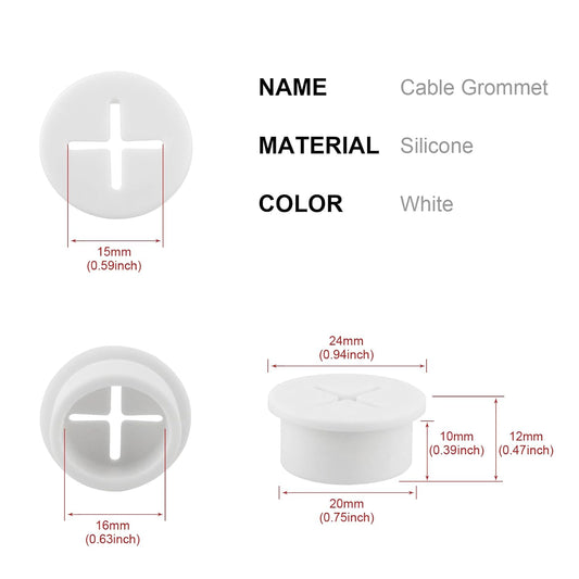 Desk Grommet,3/4 Inch Flexible Rubber Grommets, Silicone Cable Cord Grommet Wire Hole Cover for Desk, Table and Other Furnitures(12Pack)