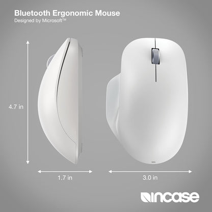 Incase Bluetooth Ergonomic Mouse – Designed by Microsoft – Two Thumb Buttons, Easy to Grip Thumb Rest, Precision Tracking, Connects 3 Devices, 15 Month Battery Life, PCs/Laptops (Glacier)