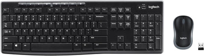 Logitech MK270 Wireless Keyboard and Mouse Combo for Windows, 2.4 GHz, 8 Multimedia Keys, PC, Laptop, Wireless Keyboard Compact Mouse Combo - Black