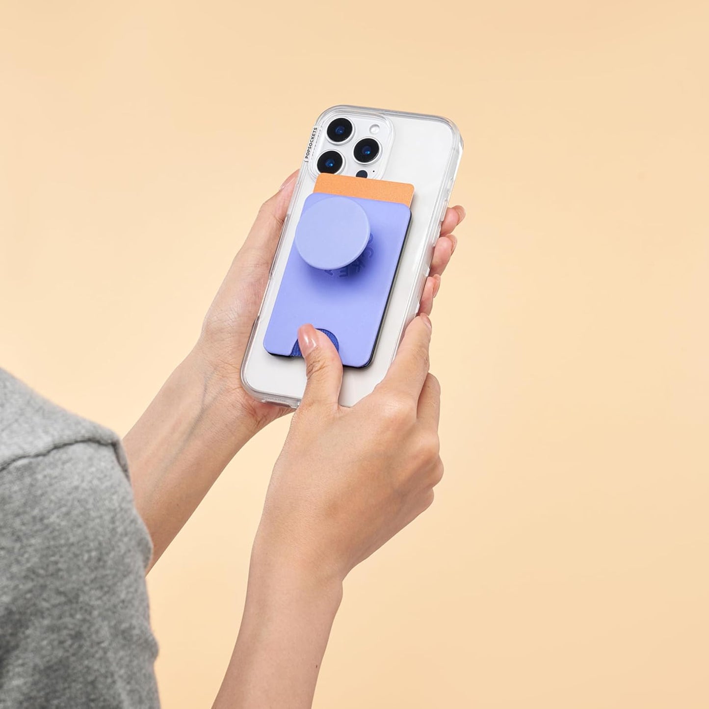 PopSockets Phone Wallet with Expanding Grip and Adapter Ring for MagSafe, Phone Card Holder, Wireless Charging Compatible, Wallet Compatible with MagSafe - Deep Periwinkle