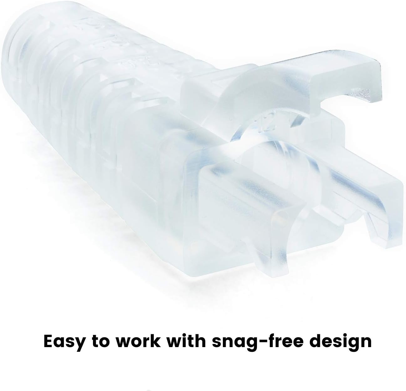 trueCABLE RJ45 Strain Relief Boots, Small 5.5 to 7.0mm Cut-to-Fit PVC Plug Cover, Transparent, 100 Pieces