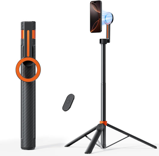TODI 65" Magnetic Tripod for iPhone with Remote, Selfie Stick for iPhone Magsafe, Cell Phone Tripod Stand for Recording, Travel Tripod Compatible with 16/15/14/13/12 Series
