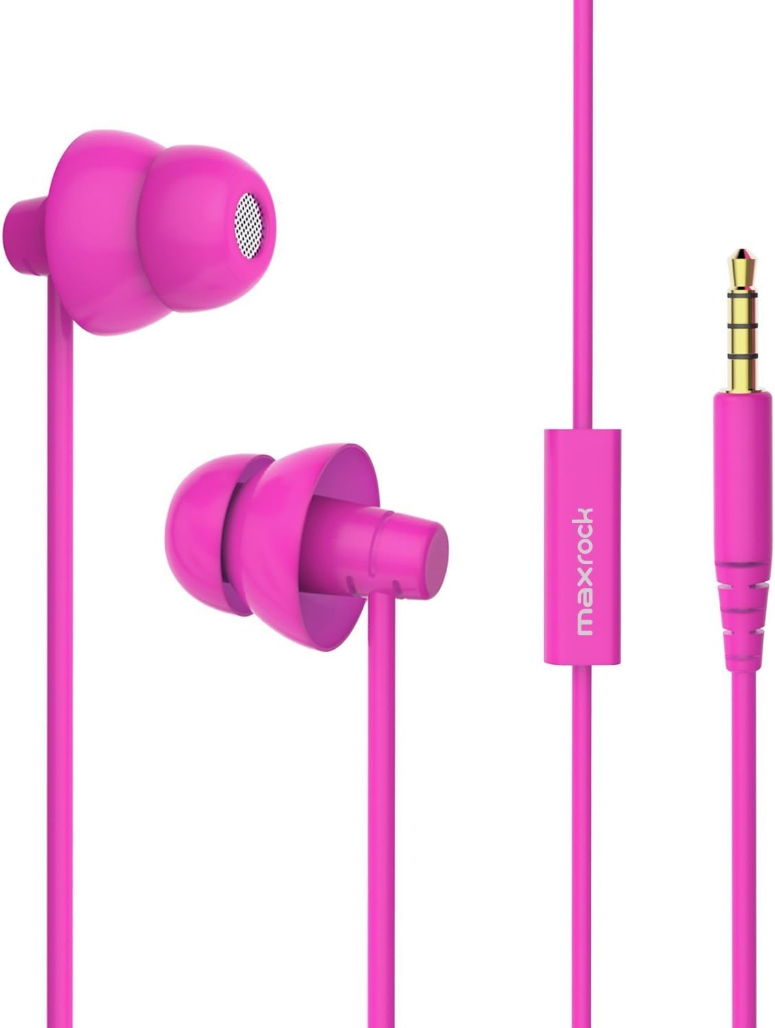 MAXROCK (TM Super Mini Total Soft Silicon Earbuds Headphones with Mic Music Sleep Choice for Cellphones Ipad Tablet Mp3 Laptop and Most 3.5mm Audio Player (Pink)
