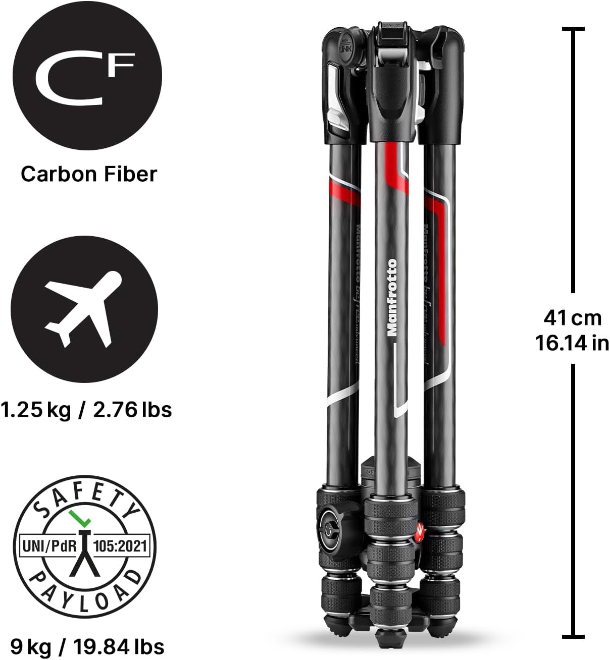Manfrotto Befree Advanced Twist Camera Tripod Kit, Travel Tripod Kit with Fluid Head and Twist Closure, Portable and Compact, Carbon Camera Tripod for DSLR, Reflex, Mirrorless, Camera Accessories