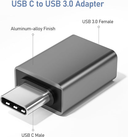 Basesailor USB C to USB Adapter 3 Pack,USBC Male to A Female 3.0 OTG MacBook Pro/Air USB Adapter,Type C Thunderbolt 4 Converter for Apple iPhone 16 15,Mac,iPad,Microsoft Surface,Samsung Galaxy S25 S24