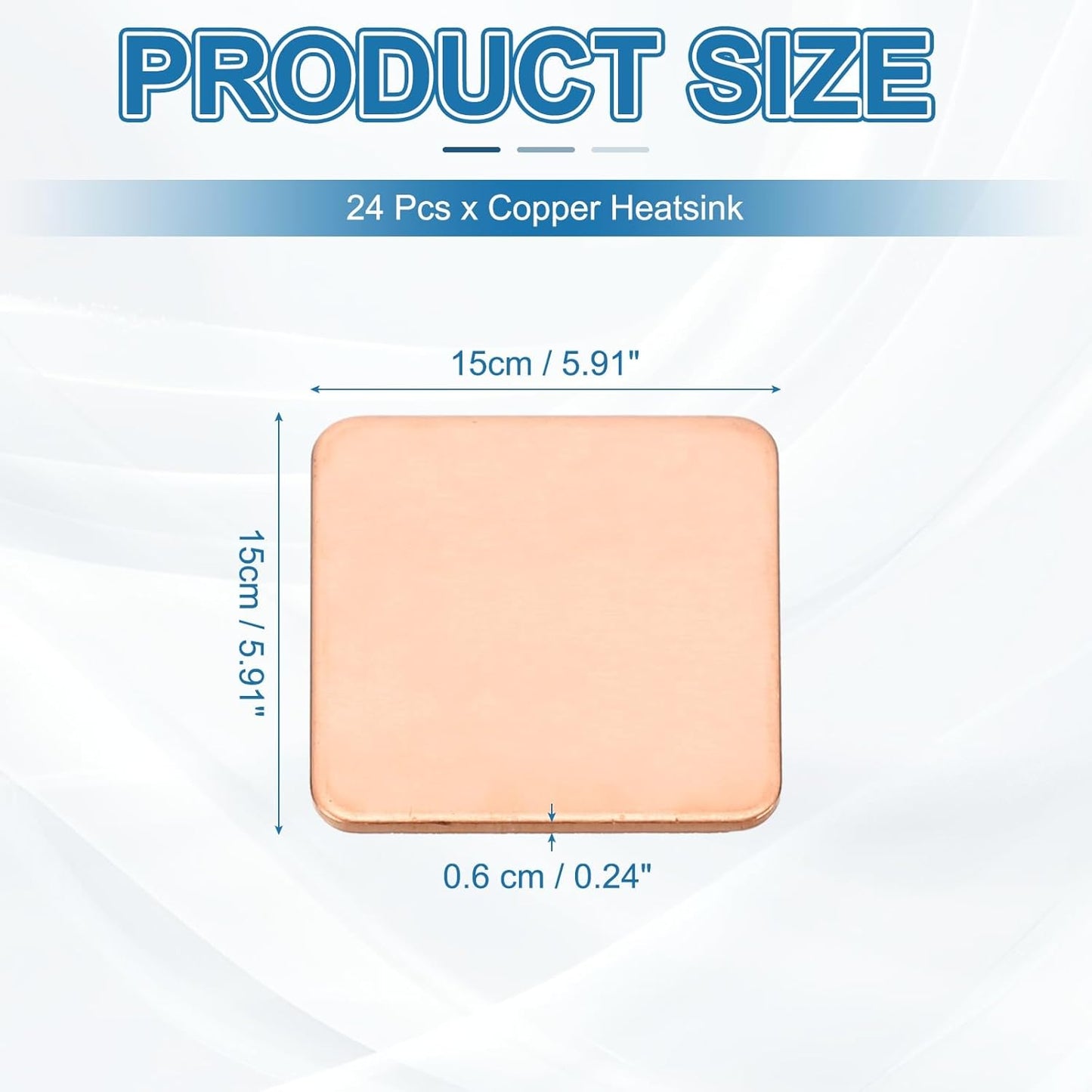 PATIKIL Copper Heatsink Pad Shims, 24 Pcs 15x15x0.6mm Copper Pad Shim IC Chipset GPU CPU Thermal Heatsink for Cooling Laptop Desktop Computer