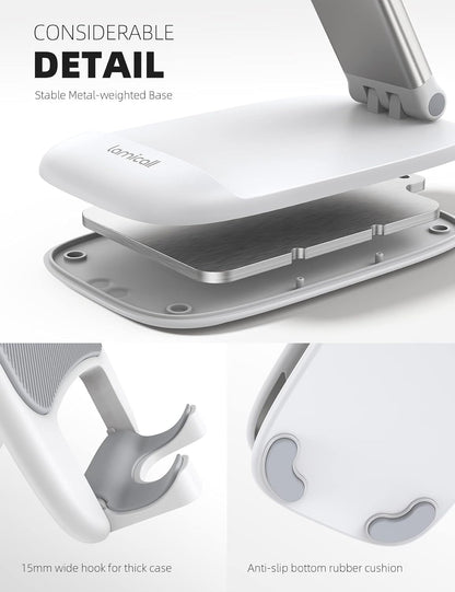 Lamicall for Mother Mom, White Phone Stand, Birthday Gifts for Father Teens Girls Boys Desk Accessories for iPhone Holder