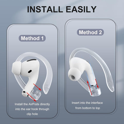 2 Pairs AirPods Ear Hooks for AirPods Pro 2, AirPods Pro, AirPods 4, 3, 2 & 1, Upgraded Anti Slip Sports Clip Hooks for AirPods 1, 2, 3, 4,Pro, Pro 2 – Transparent