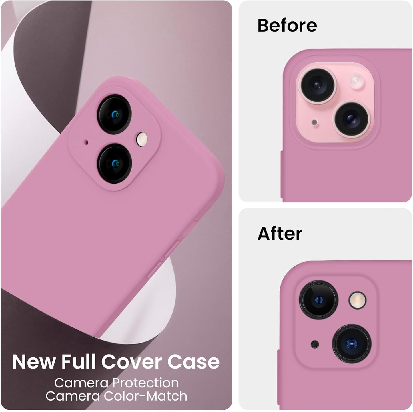 FireNova Designed for iPhone 15 Plus Case, Silicone [Camera Protection] Case with [2 Screen Protectors], Soft Anti-Scratch Microfiber Lining Inside, 6.7 inch, Lilac Purple