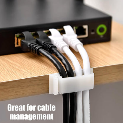 Adhesive Cable Clips Holder, Outdoor Light Clips, White Cord Wire Clips, Sturdy Nylon Cord Wall Finisher Wire Clamp for Home, Car, Office Desk Wire Management (White, XL-80 PCS)