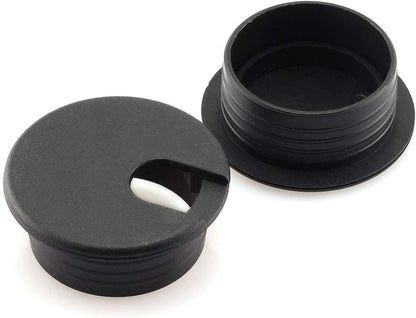 HJ Garden 2pcs 1-1/2 inch Desk Wire Cord Cable Grommets Hole Cover Office PC Desk Cable Cord Organizer Plastic Cover Black