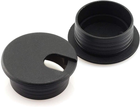 HJ Garden 2pcs 1-1/2 inch Desk Wire Cord Cable Grommets Hole Cover Office PC Desk Cable Cord Organizer Plastic Cover Black