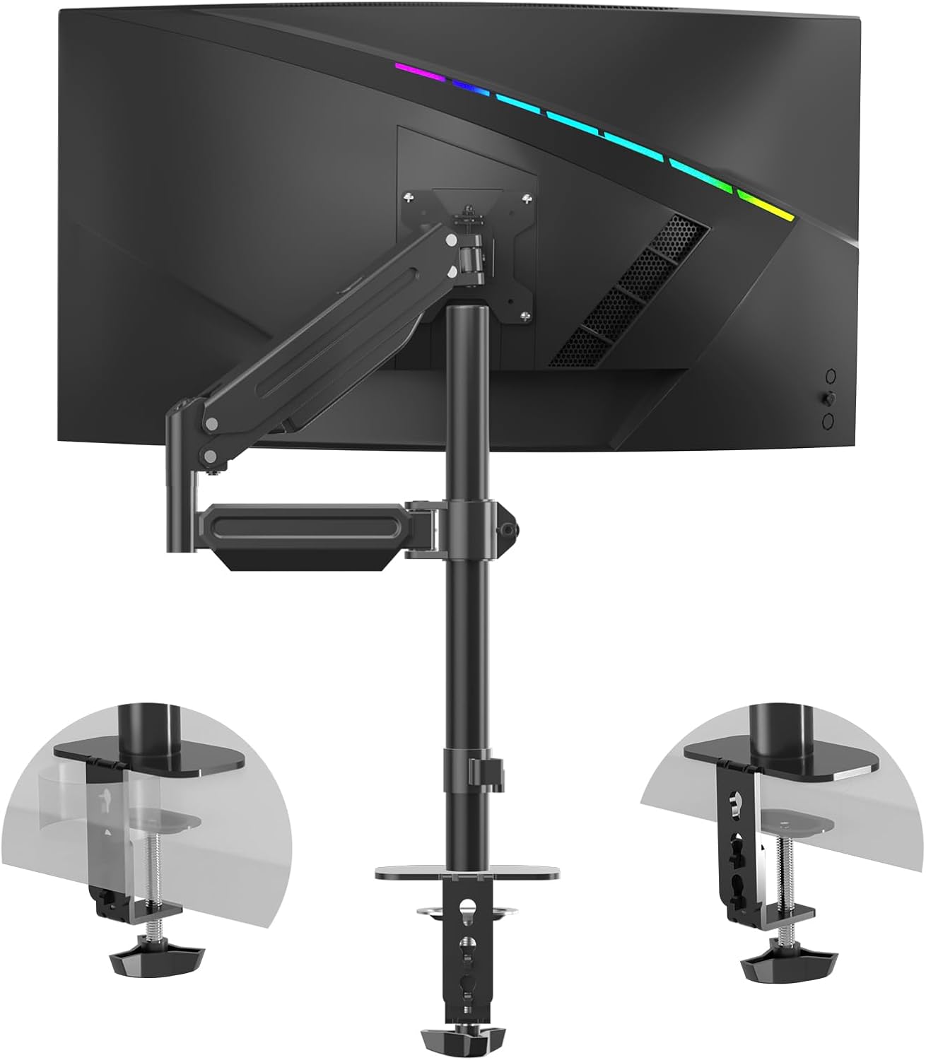 Pholiten Premium Single Monitor Arm for 13-32 Inch Computer Holds 22 lbs,Gas Spring Monitor Stand for Desk with Swivel/Tilt/Rotation, VESA 75x75 or 100x100mm